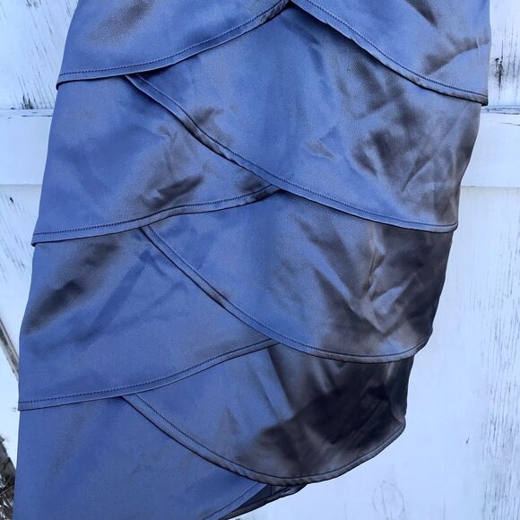 Y2K Vintage BCX Silver Satin Halter Dress 3 S Women Prom Petal Coquette Grunge - Picture 3 of 8